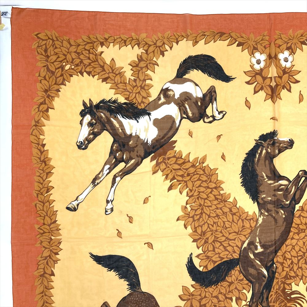 エルメス HERMES カレ 馬柄 スカーフ オレンジ パレオ ストール 大判