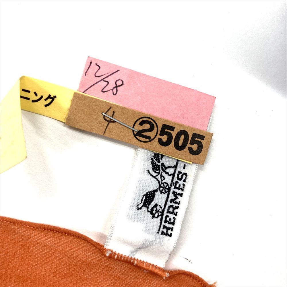 エルメス HERMES カレ 馬柄 スカーフ オレンジ パレオ ストール 大判