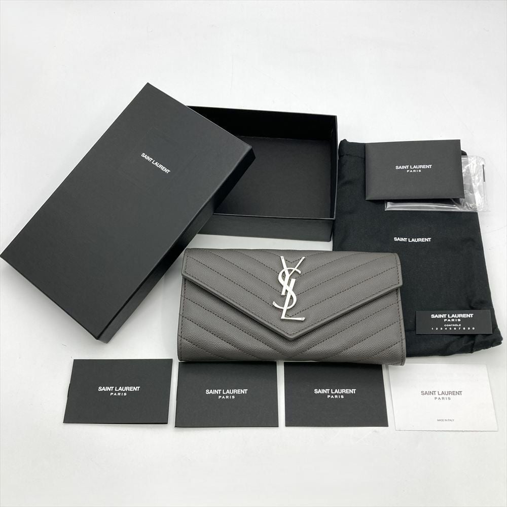 サンローラン SAINT LAURENT カサンドラ Vステッチ 長財布 レザー