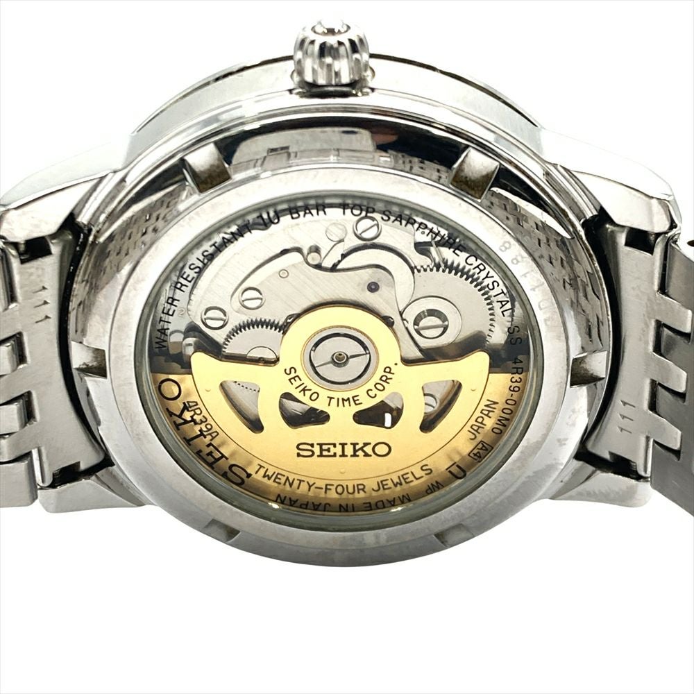 セイコー SEIKO 4R39-00M0 プレサージュ 腕時計 ブラック文字盤 SS
