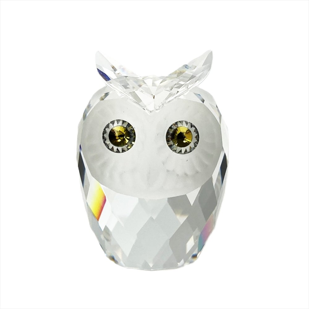 スワロフスキー SWAROVSKI フクロウ オブジェ 置物 7636 クリア【中古
