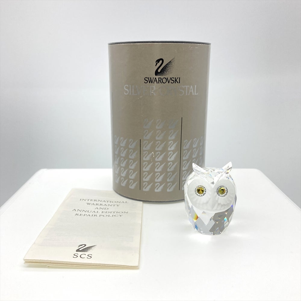 スワロフスキー SWAROVSKI フクロウ オブジェ 置物 7636 クリア【中古