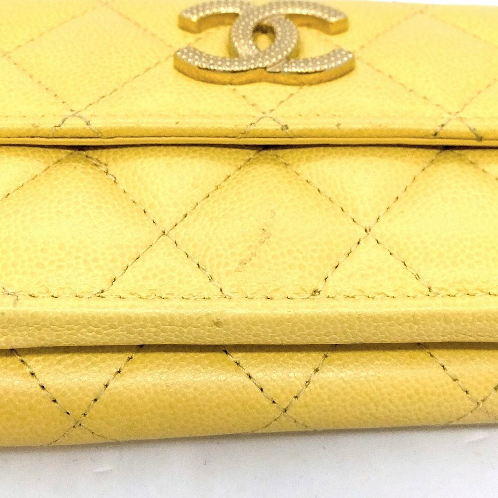 シャネル CHANEL ココマーク 三つ折り財布 キャビアスキン AP296