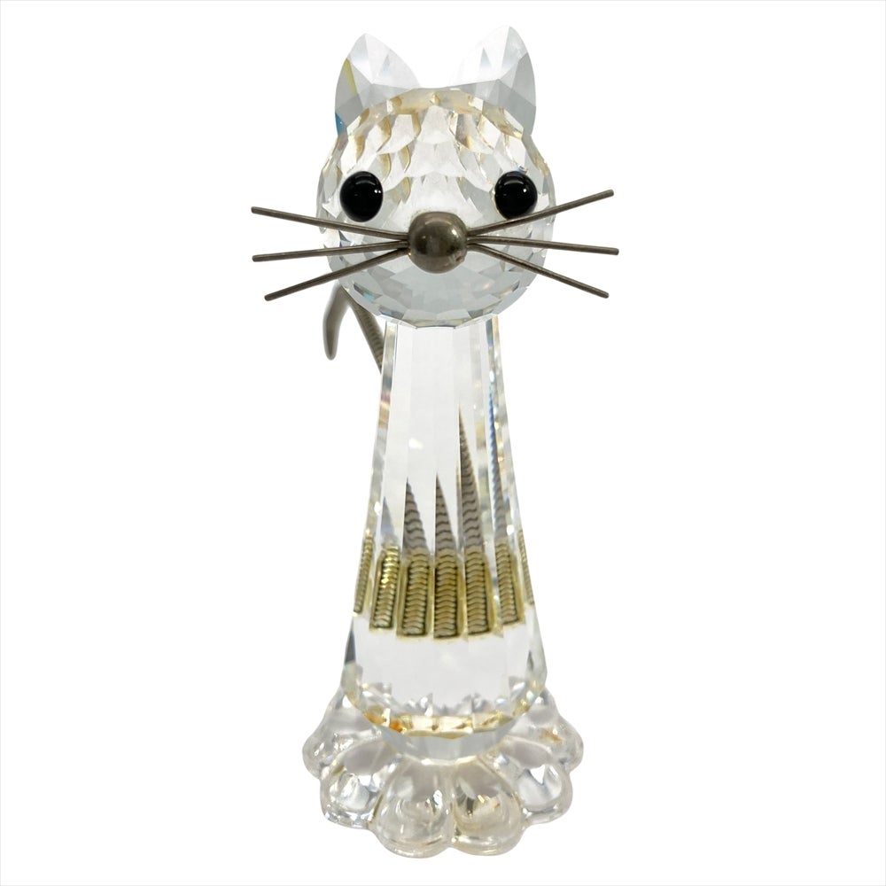 スワロフスキー SWAROVSKI ネコ オブジェ 置物 010023 クリア 猫【中古