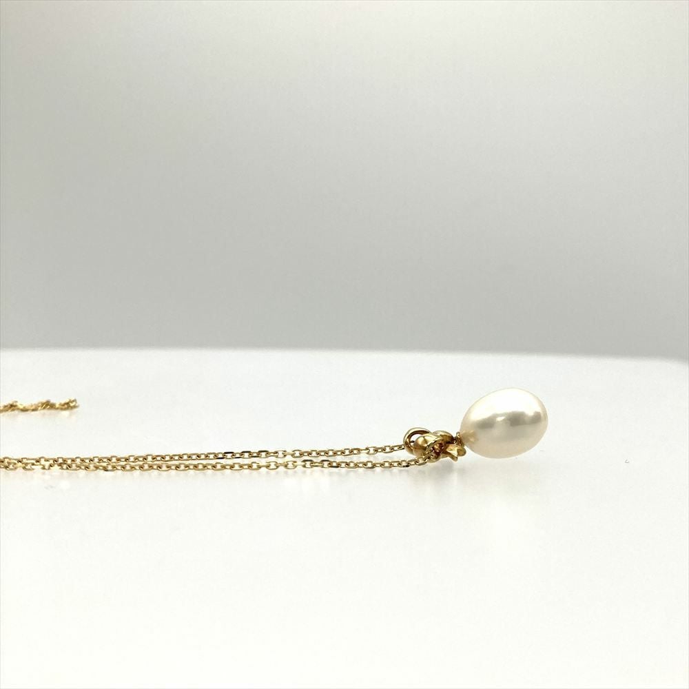 ミキモト MIKIMOTO パール リボン デザイン ネックレス K18 3.4g 真珠