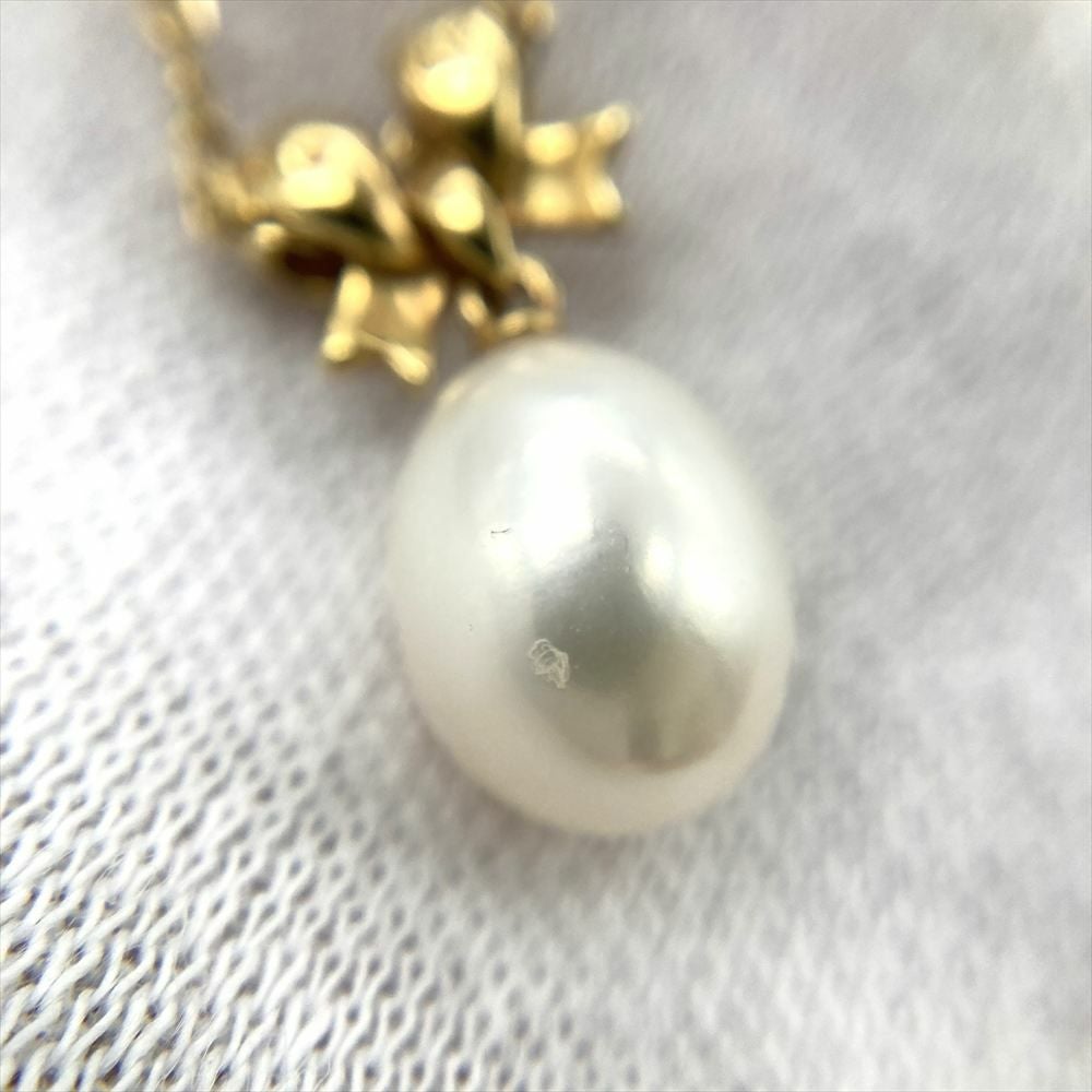 ミキモト MIKIMOTO パール リボン デザイン ネックレス K18 3.4g 真珠