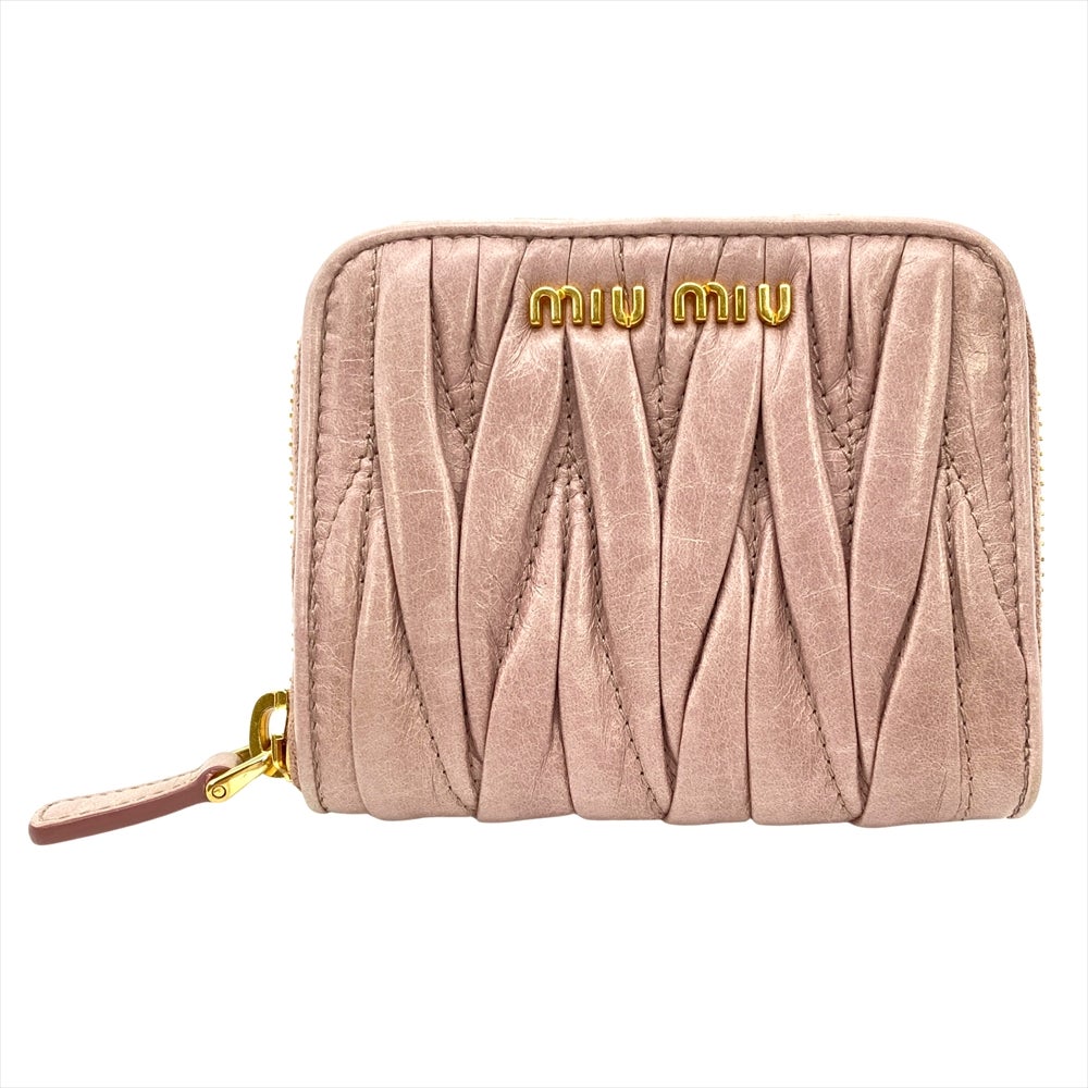 ミュウミュウ MIUMIU マテラッセ コインケース レザー ピンク ゴールド