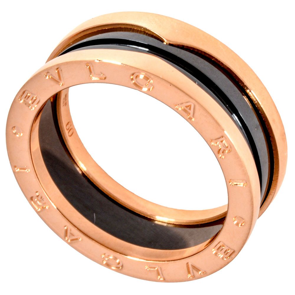 ブルガリ BVLGARI ブラック セラミック ビーゼロワン 2バンド リング