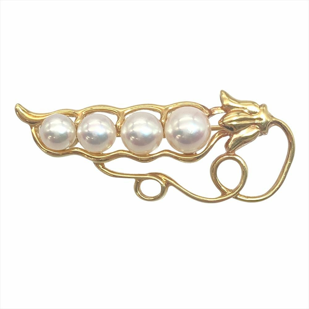 ミキモト MIKIMOTO ビーンズ パール ブローチ K18YG 7.2g 真珠