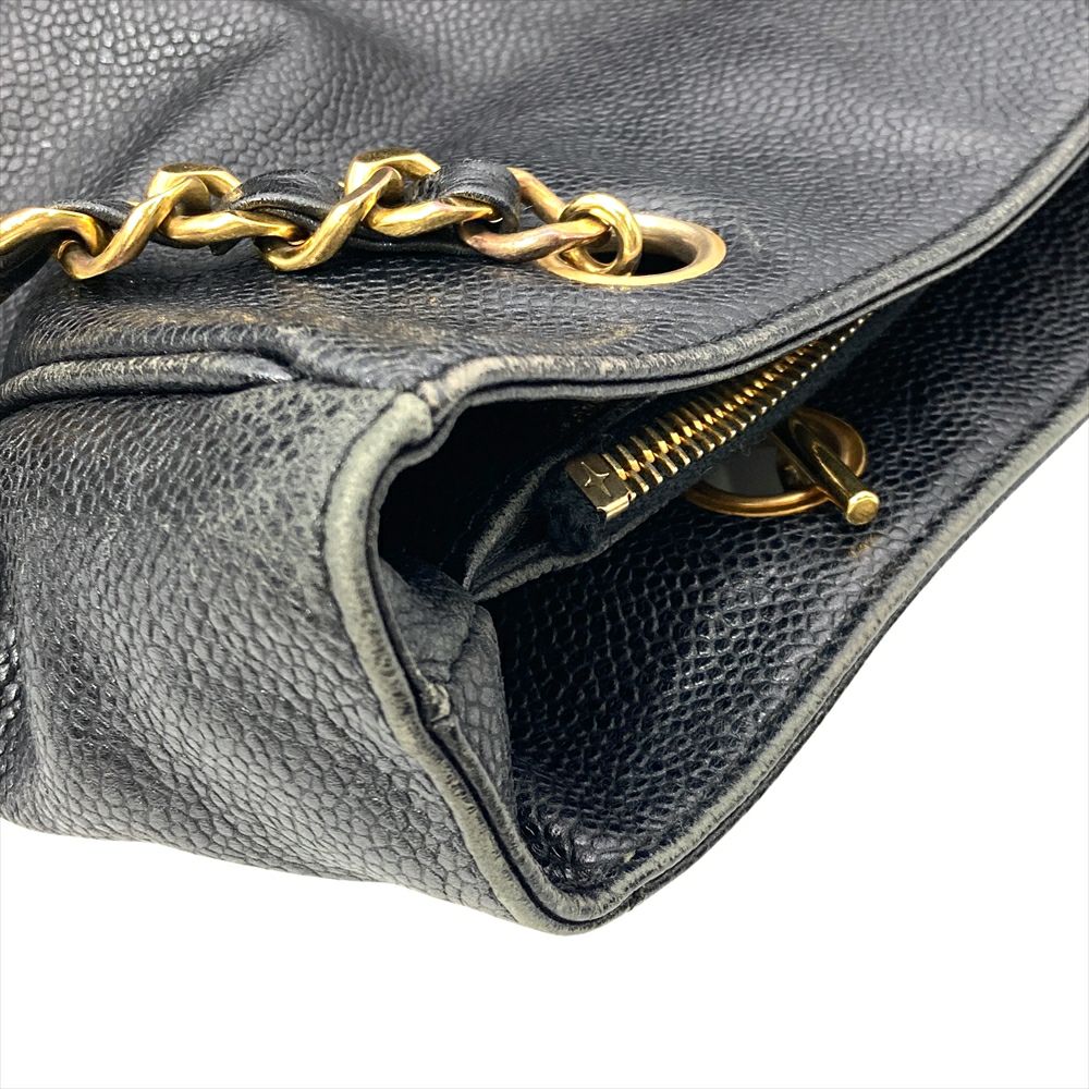 美品●CHANEL●キャビアスキンゴールドチェーンバッグ●ヴィンテージシャネル シャネル CHANEL チェーン ショルダーバッグ キャビアスキン ブラック