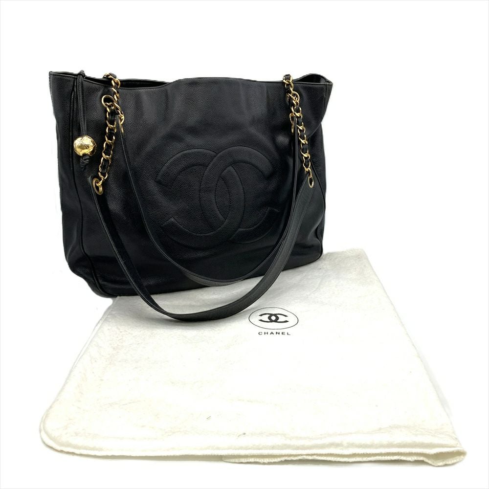 シャネル CHANEL チェーン ショルダーバッグ キャビアスキン ブラック