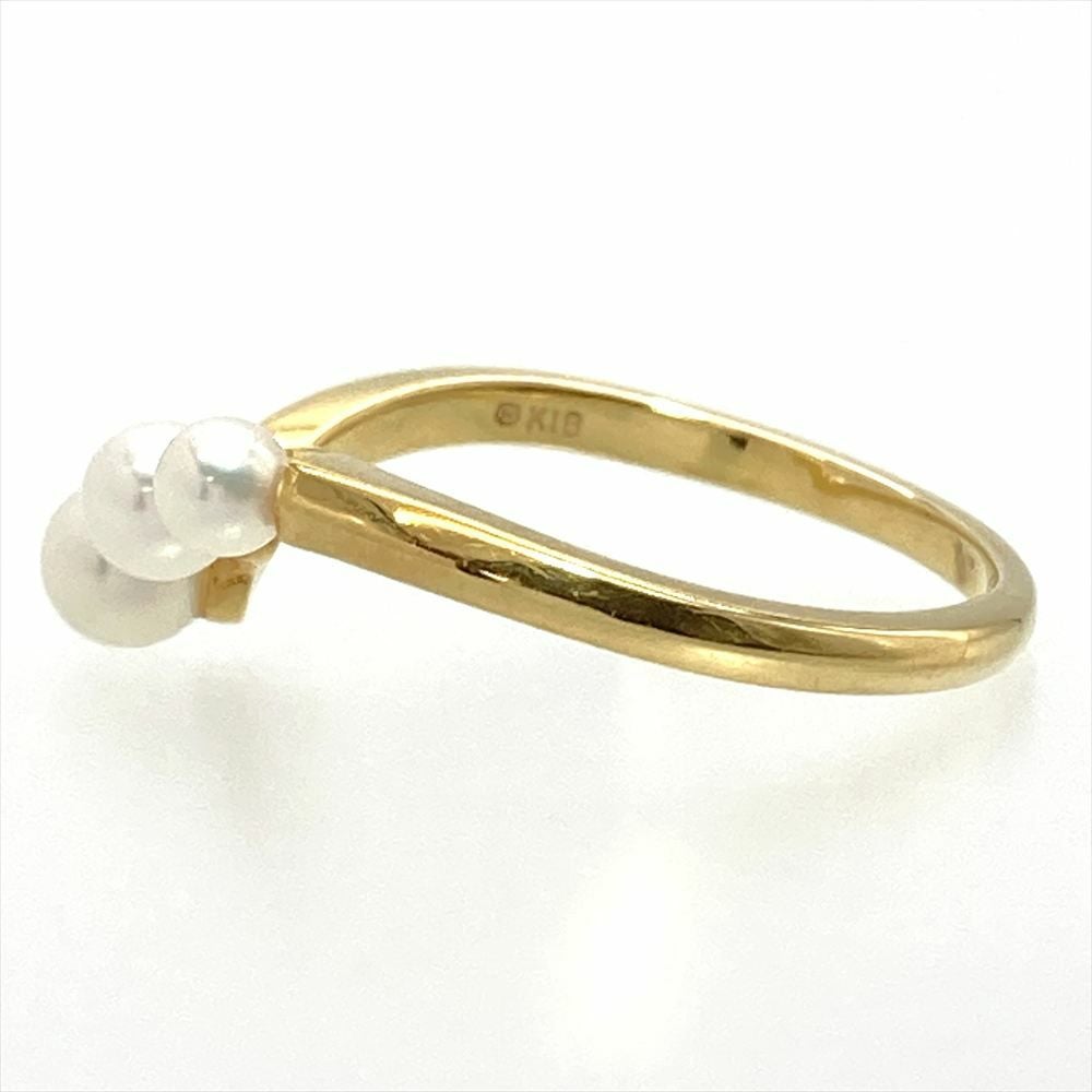 ミキモト MIKIMOTO ベビーパール 3P リング 指輪 約11号 K18YG 2.4g