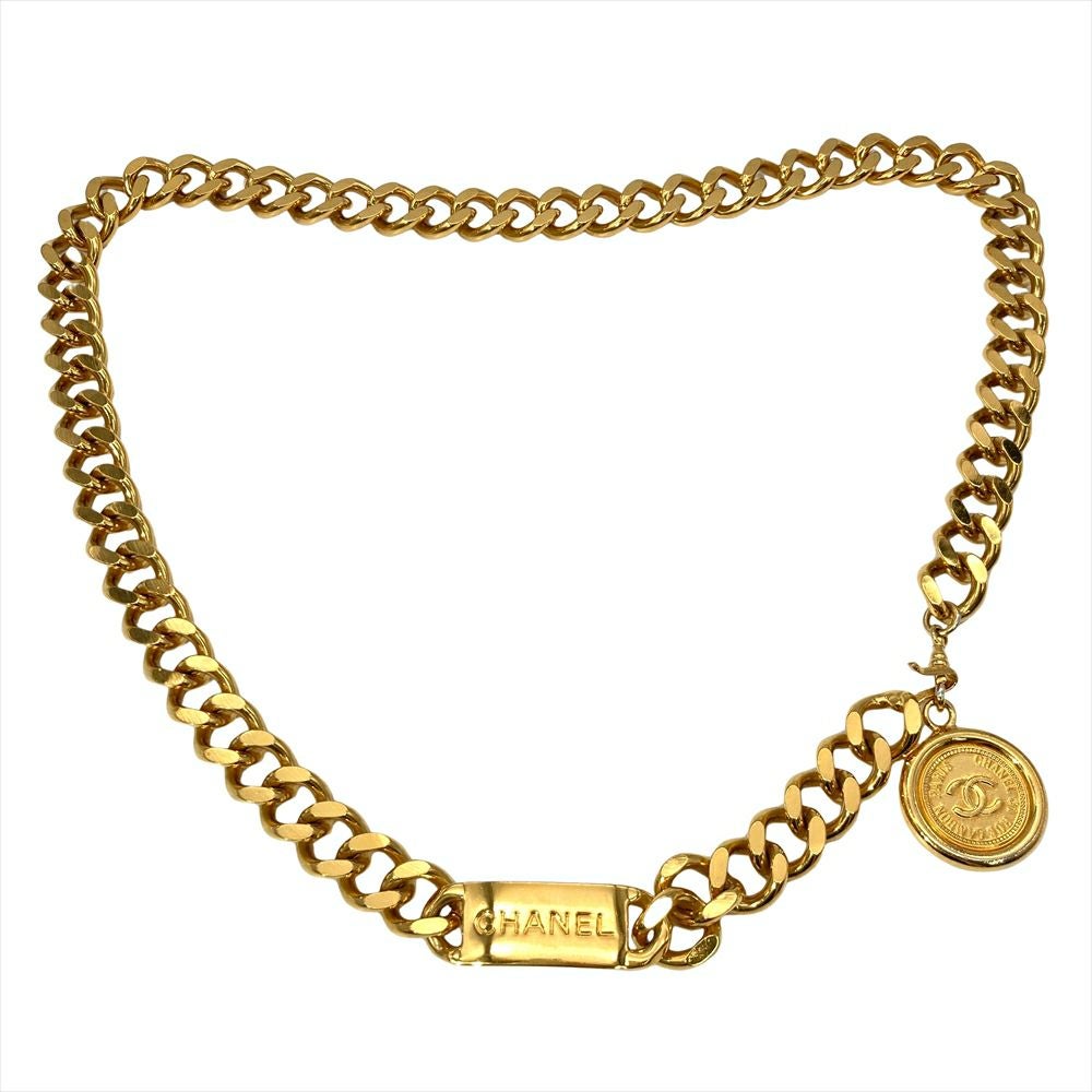 極美品　CHANEL ゴールドチェーンベルト モチーフ シャネル CHANEL ロゴ ココマーク コインモチーフ チェーン ベルト