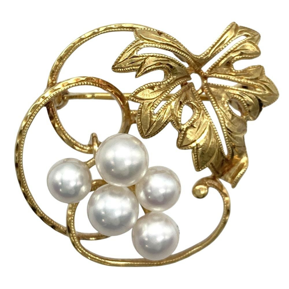 ミキモト MIKIMOTO パール 5P ブローチ K18YG 6.4g 真珠 約5.0mm-5.7mm