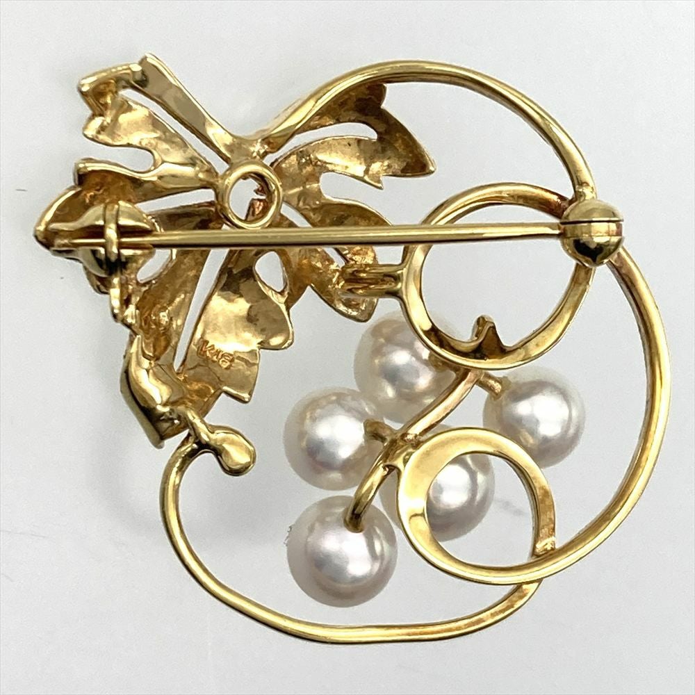 ミキモト MIKIMOTO パール 5P ブローチ K18YG 6.4g 真珠 約5.0mm-5.7mm