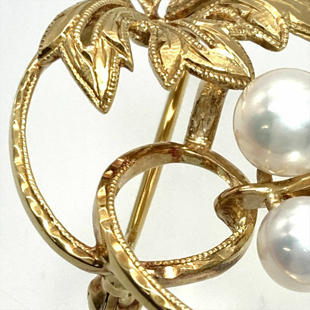 ミキモト MIKIMOTO パール 5P ブローチ K18YG 6.4g 真珠 約5.0mm-5.7mm