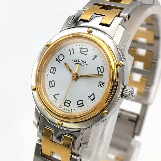 エルメス HERMES クリッパー 腕時計 ホワイト文字盤 レディース【中古