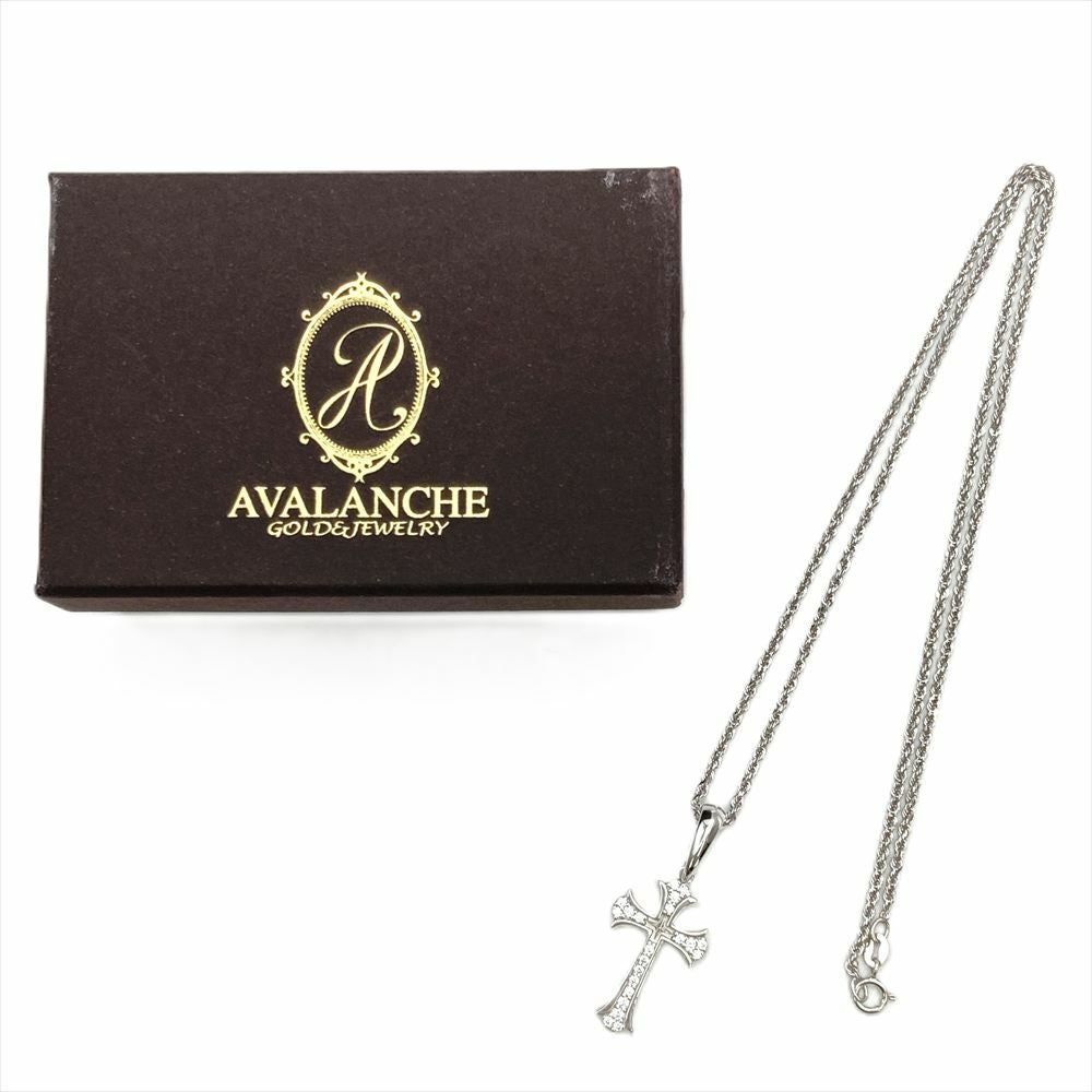 アヴァランチ AVALANCHE クロス ネックレス K10WG 5.6g 10K ホワイト