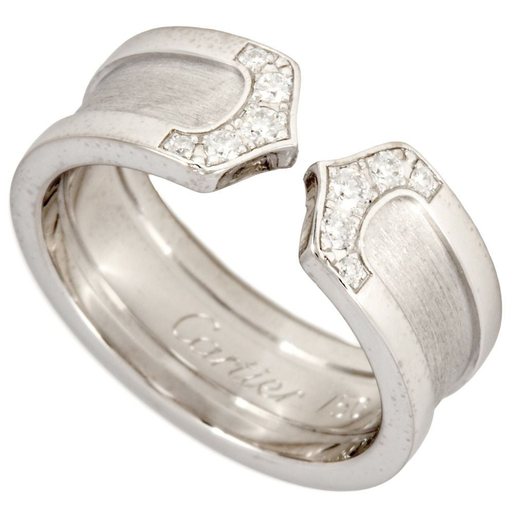 カルティエ Cartier C2 リング 指輪 ダイヤモンド #49 K18WG 7.0g 2C