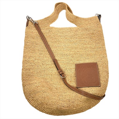 ロエベ LOEWE スリットミニ ショルダーバッグ ラフィア レザー 