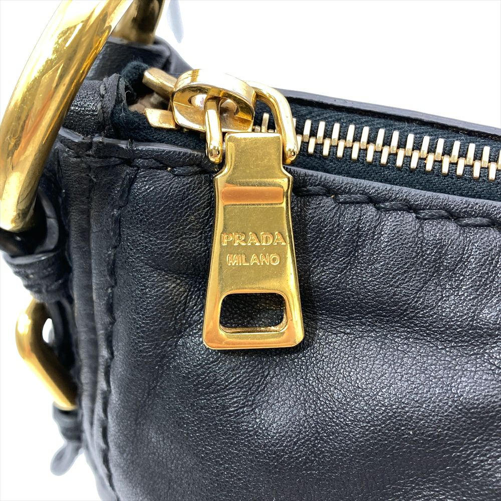 プラダ PRADA ワンショルダー ショルダーバッグ レザー BR4690 ブラック ゴールド金具 レディース【中古】 プラダ PRADA ワンショルダー ショルダーバッグ レザー BR4690