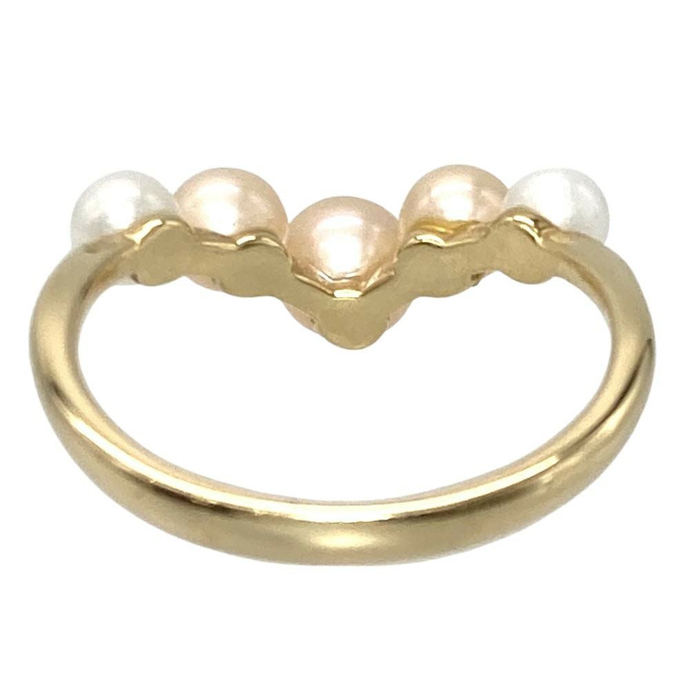 ミキモト MIKIMOTO ベビーパール 5P V字 リング 指輪 約10号 K18YG 2.2