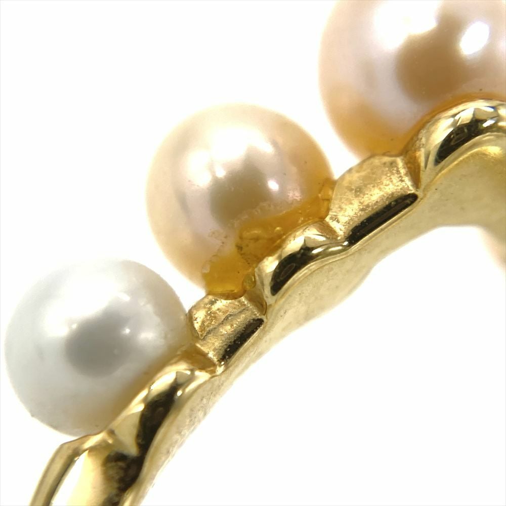 ミキモト MIKIMOTO ベビーパール 5P V字 リング 指輪 約10号 K18YG 2.2