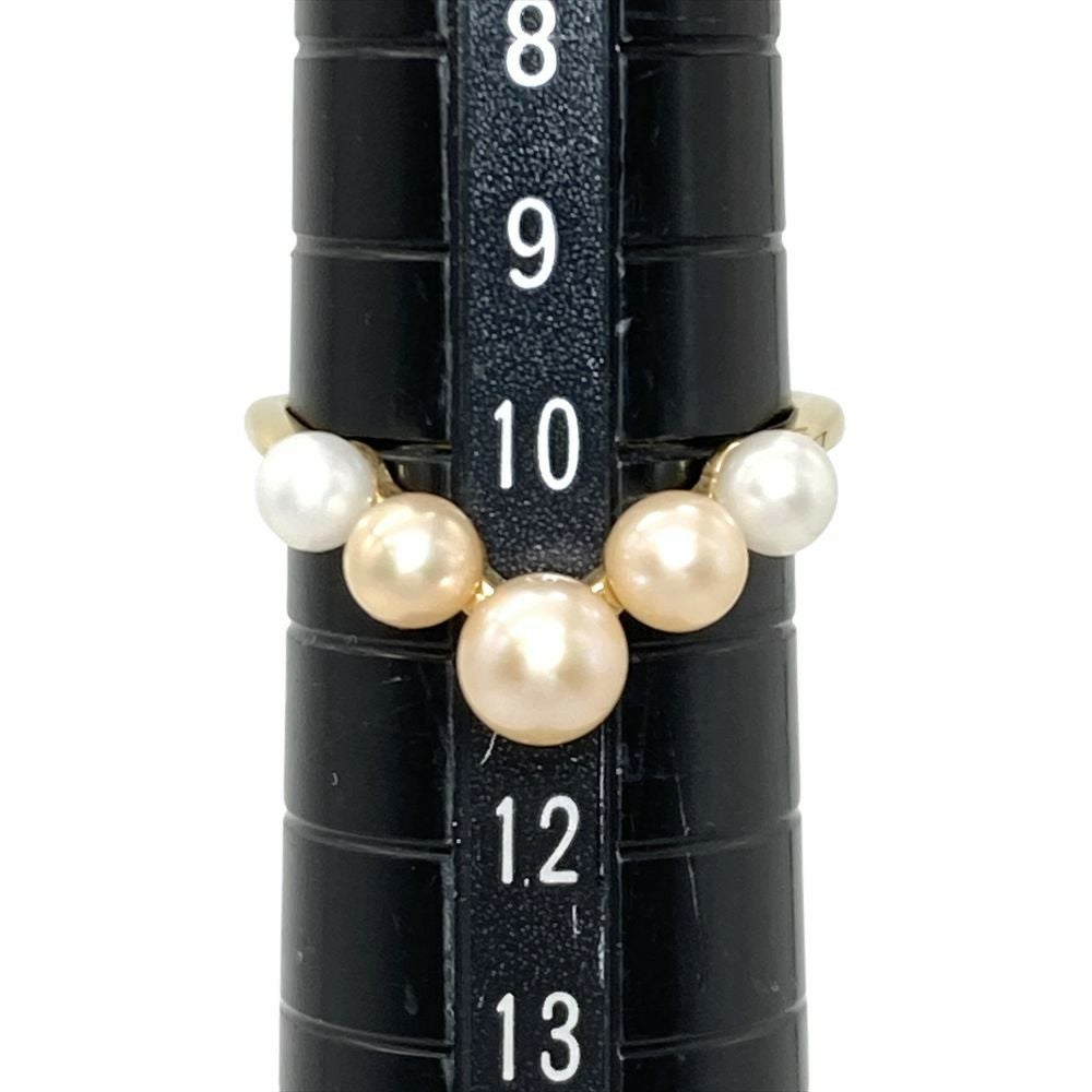 まくら様　 k18WG ボリュームリング　11.5号くらい ミキモト MIKIMOTO ベビーパール 5P V字 リング 指輪 約10号 K18YG 2.2