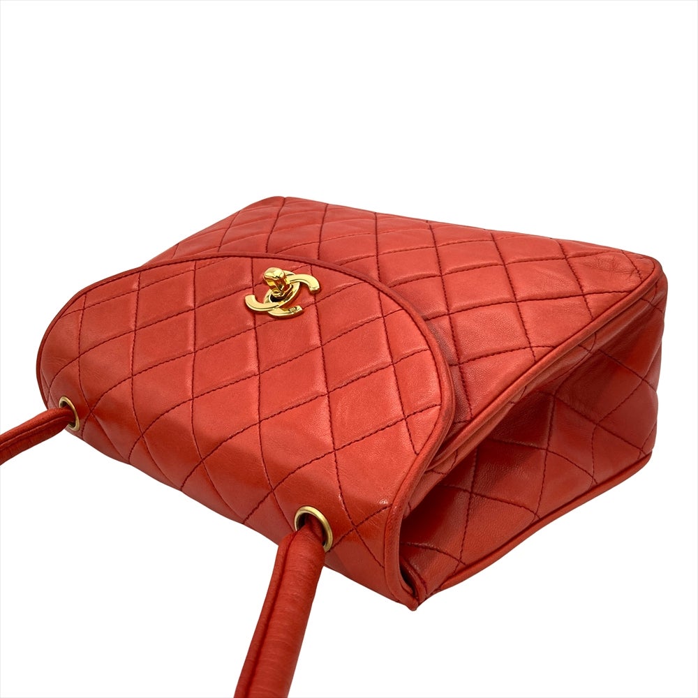 シャネル CHANEL マトラッセ ショルダーバッグ ラムスキン レッド ココ