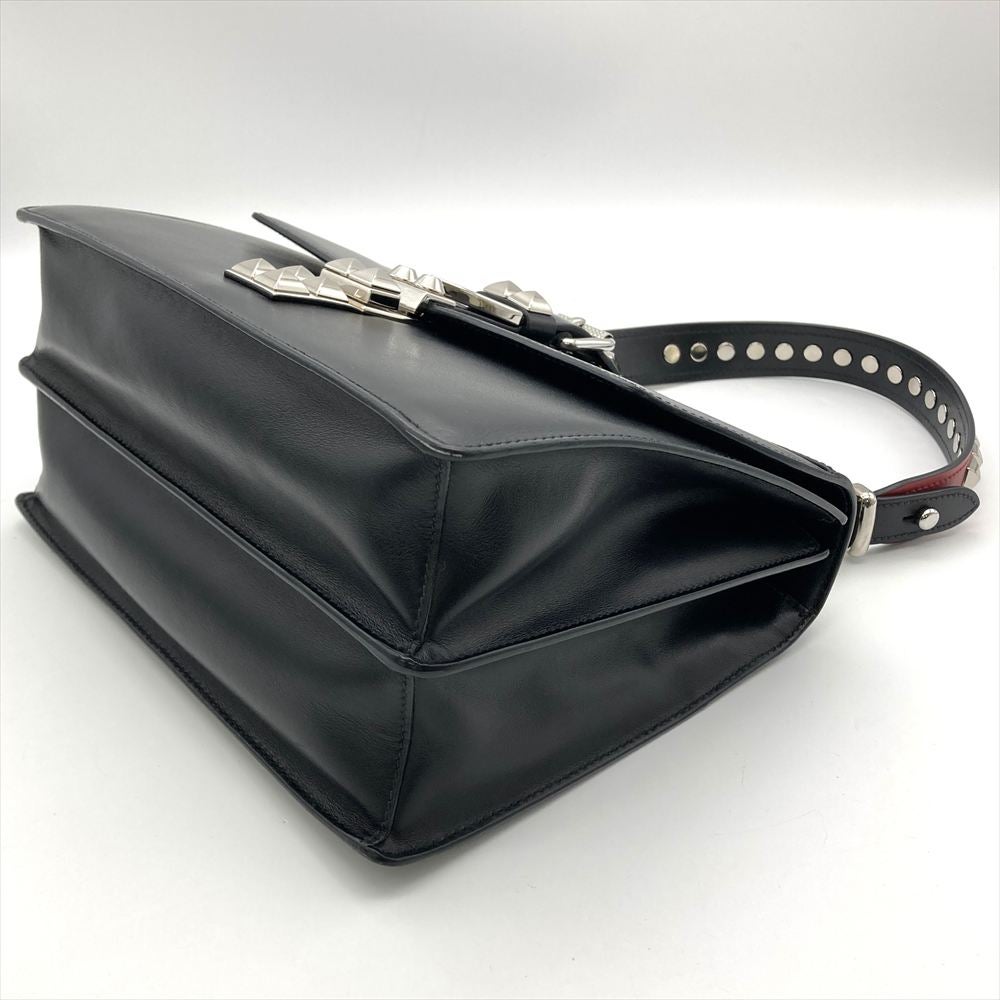 プラダ PRADA スタッズ ショルダーバッグ 2WAY レザー 1BA179 ブラック シルバー金具 レディース【中古】 プラダ PRADA スタッズ ショルダーバッグ 2WAY レザー 1BA179 ブラック