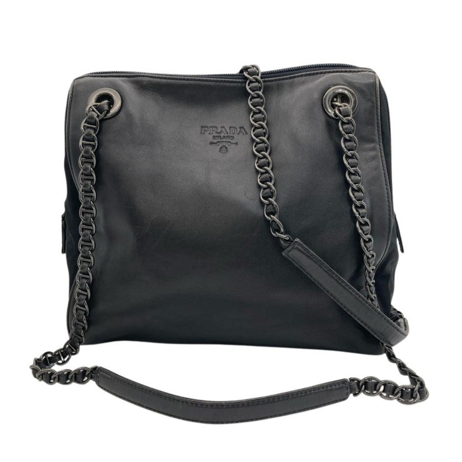 PRADA（プラダ）チェーンショルダーバッグ BR4811 レザー ギャランテ【中古】 プラダ PRADA チェーン ショルダーバッグ レザー ブラック【中古