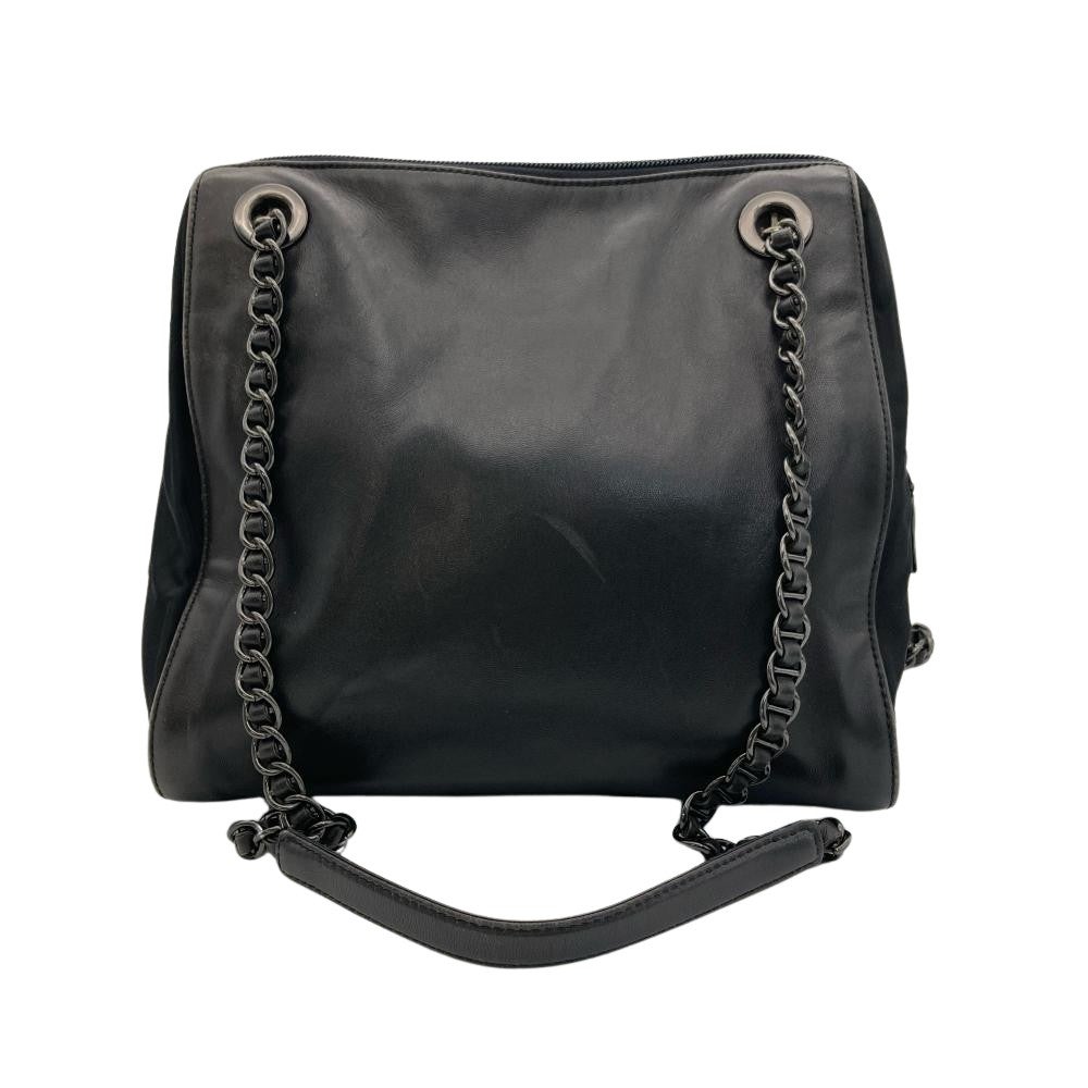 プラダ PRADA チェーン ショルダーバッグ レザー ブラック【中古