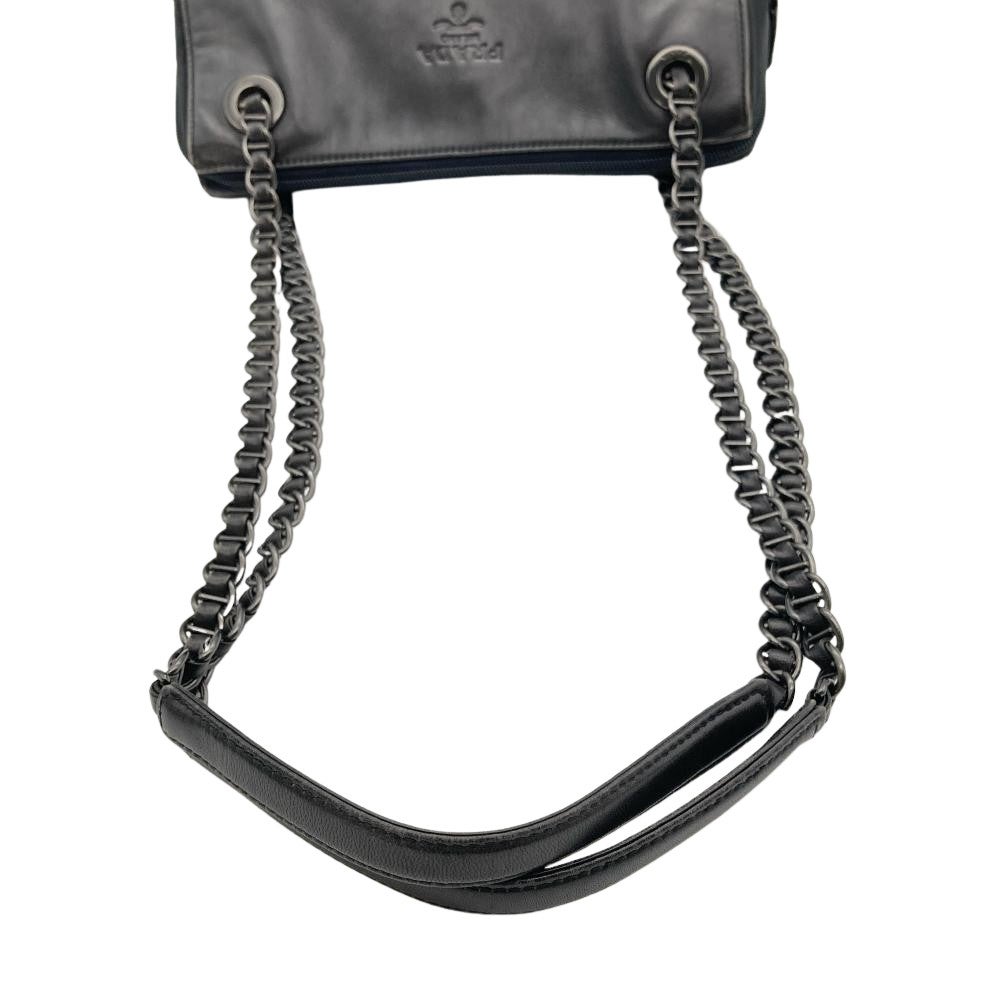 プラダ PRADA チェーン ショルダーバッグ レザー ブラック【中古