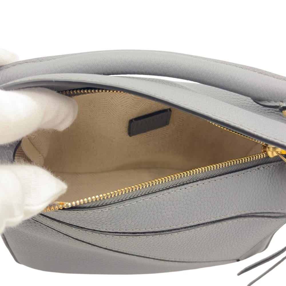 ロエベ LOEWE パズルエッジ バッグ ミニ ショルダーバッグ カーフ グレー ゴールド金具 ハンドバッグ レディース【中古】 パズルエッジ バッグ ミニ（ソフトグレインカーフ） グレー - ロエベ