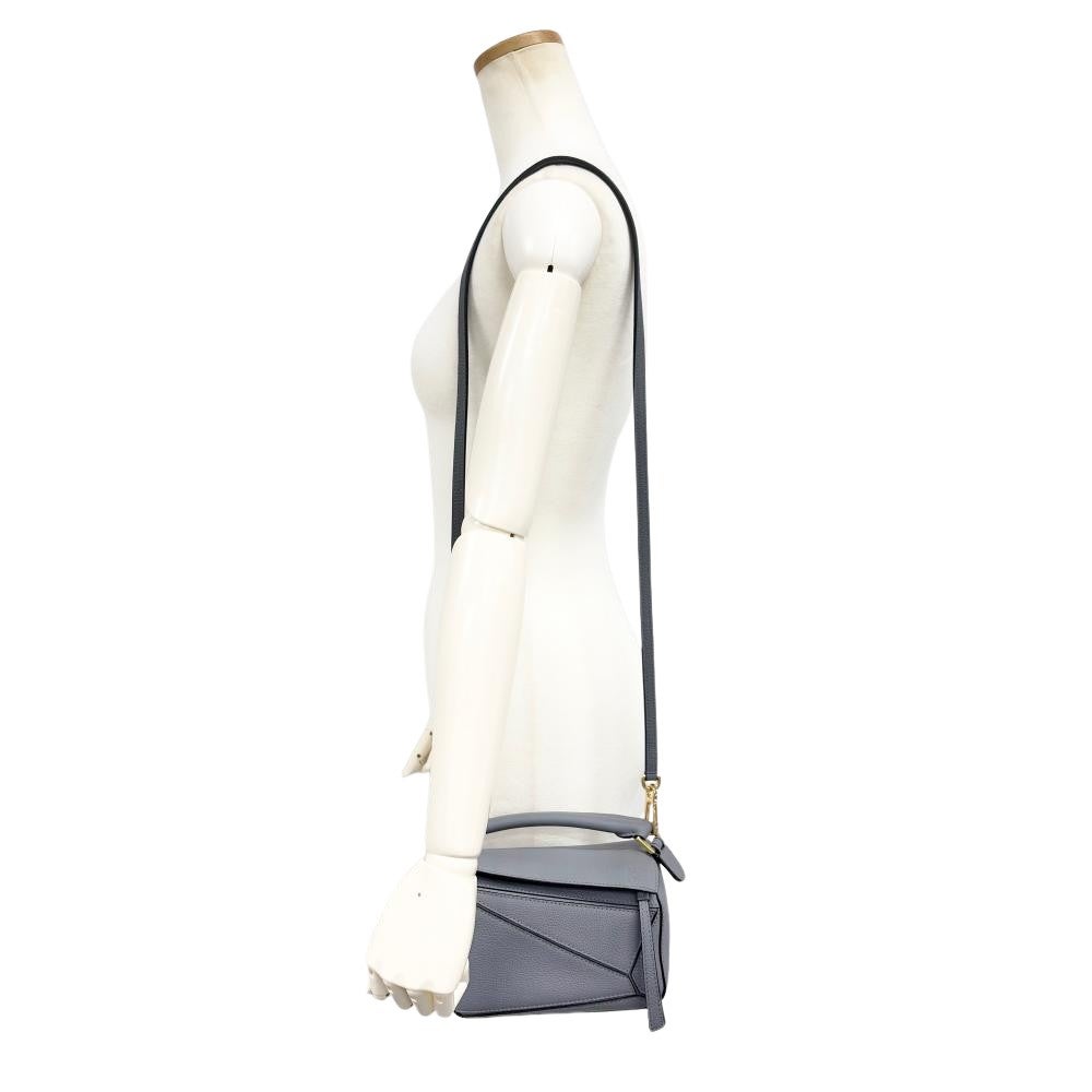 ロエベ LOEWE パズルエッジ バッグ ミニ ショルダーバッグ カーフ グレー ゴールド金具 ハンドバッグ レディース【中古】 LOEWE（ロエベ） ショルダーバッグ PUZZLE EDGE MINI パズル エッジ